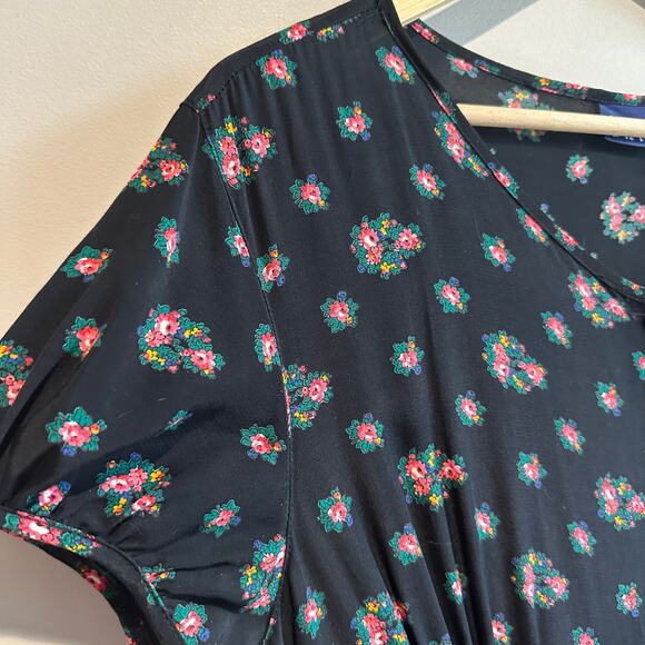 Vintage Gap 90s Grunge Dainty Floral Button Front Maxi Dress Black M - Picture 2 of 11